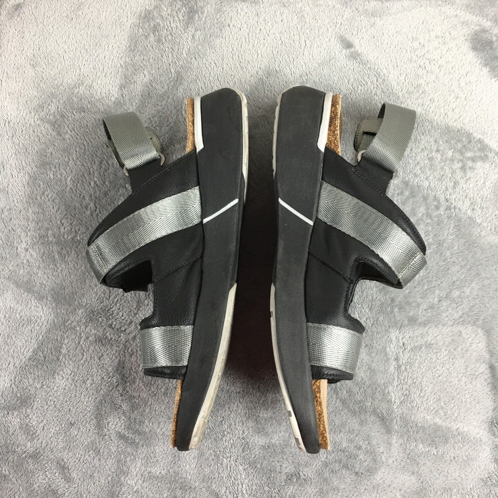 Naot Apollo Women 41 L10 Black Silver Metallic Leather Strappy Sport Sandals - Picture 2 of 16